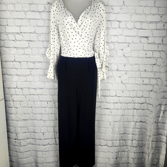 Emma & Michelle Size M Polka Dot Wrap Top Jumpsuit - Picture 1 of 6